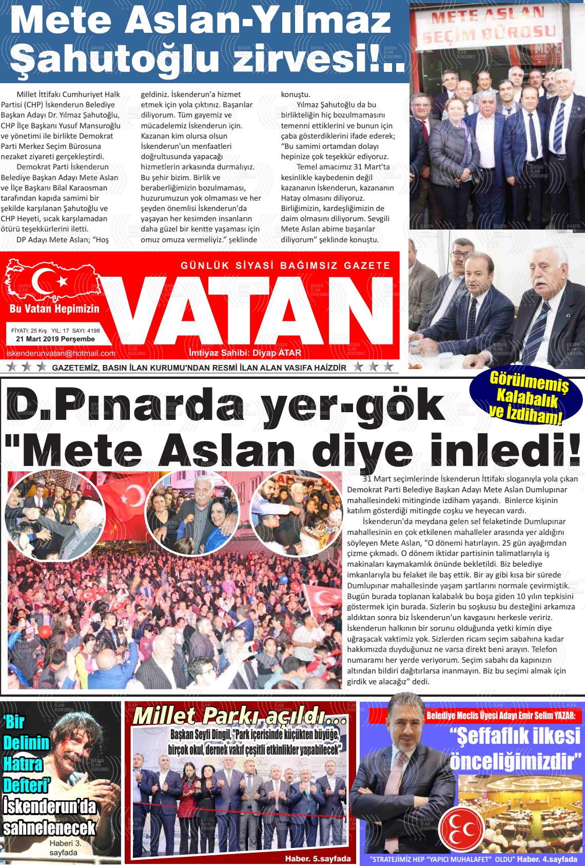 21 MART 2019 PERŞEMBE TARİHLİ SAYIMIZ