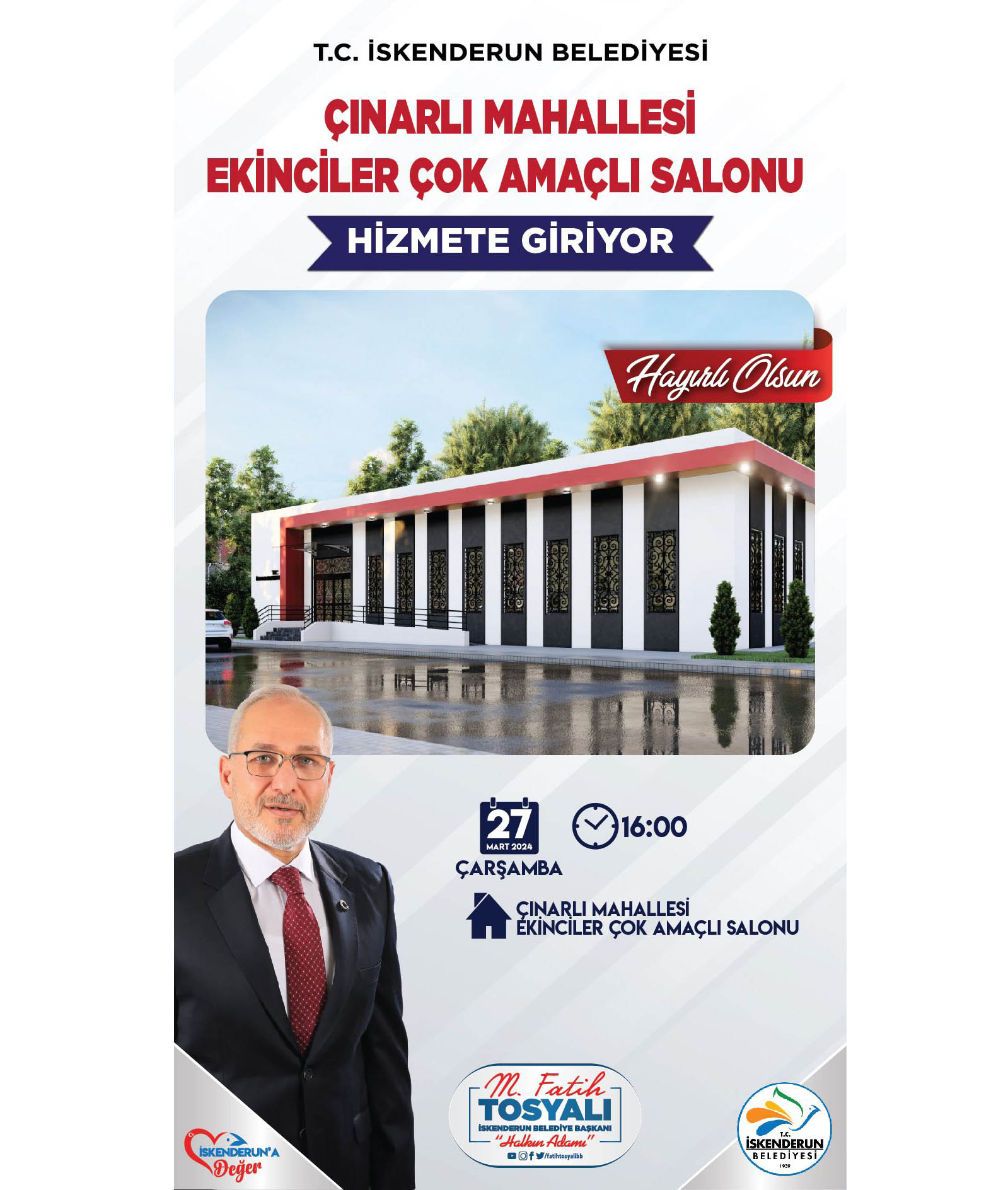 EKİNCİLER ÇOK AMAÇLI SALONU İSKENDERUN’UMUZA HAYIRLI OLSUN 🧿