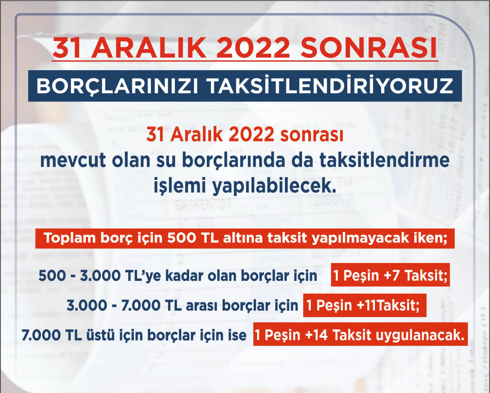 BÜYÜKŞEHİRDEN SU BORCU OLANLARA KOLAYLIK 