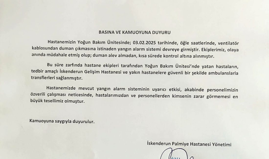 Hastanemizin Yoğun Bakım Ünitesinde;